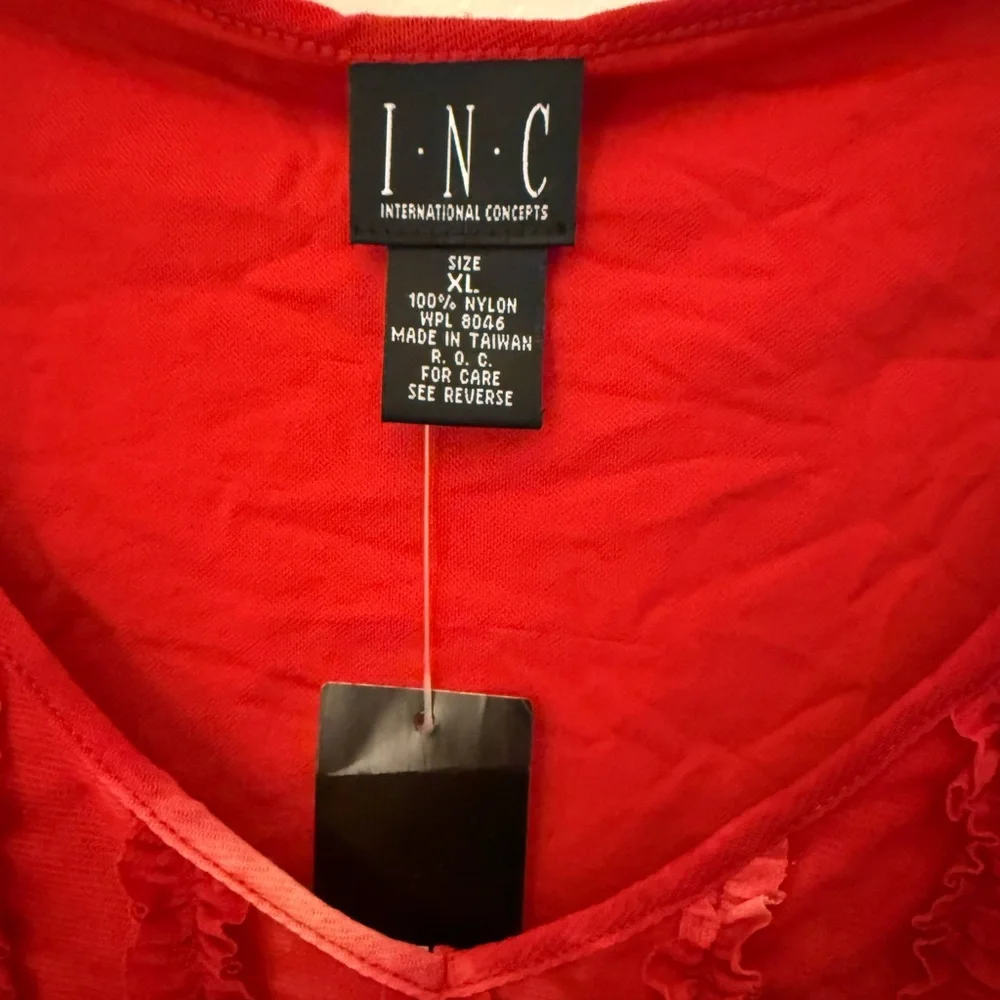 INC International Concepts Red Tie-Dye Blouse - Picture 3 of 4